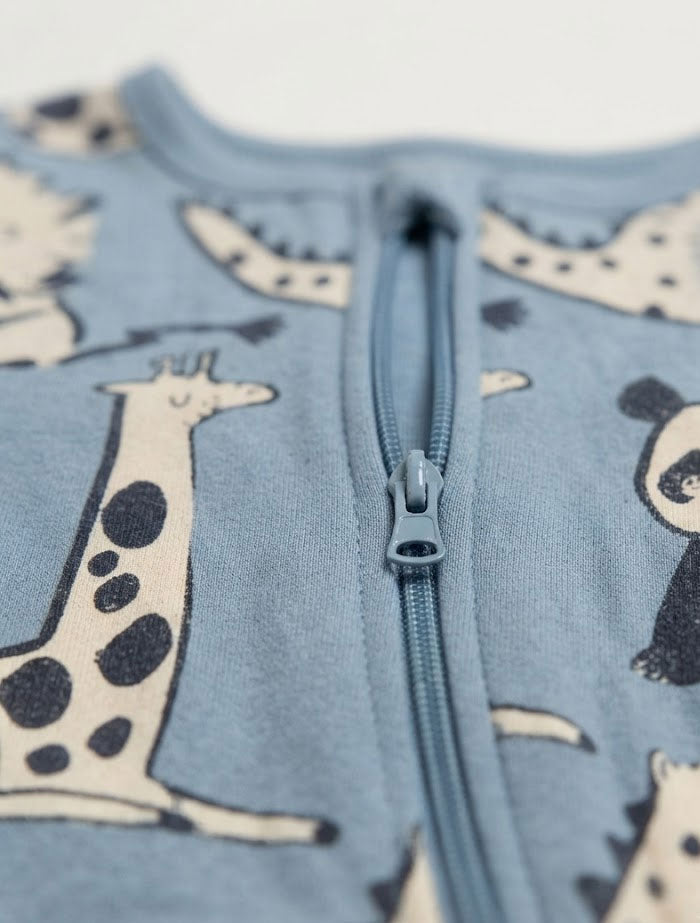 Blue panda zipper sleep suit
