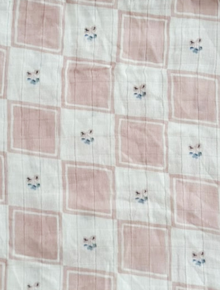 Dusty pink check muslin swaddle