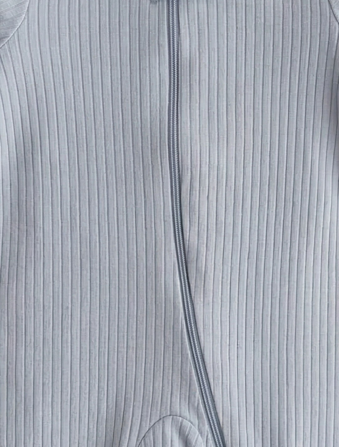 BLUE PLAIN RIBBED SLEEPSUIT