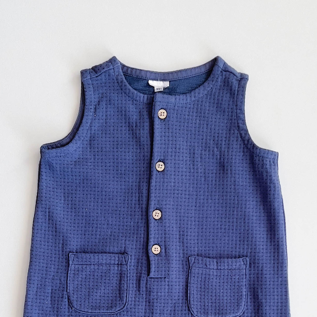 NAVY BLUE KNITTED SLEEVELESS ROMPER