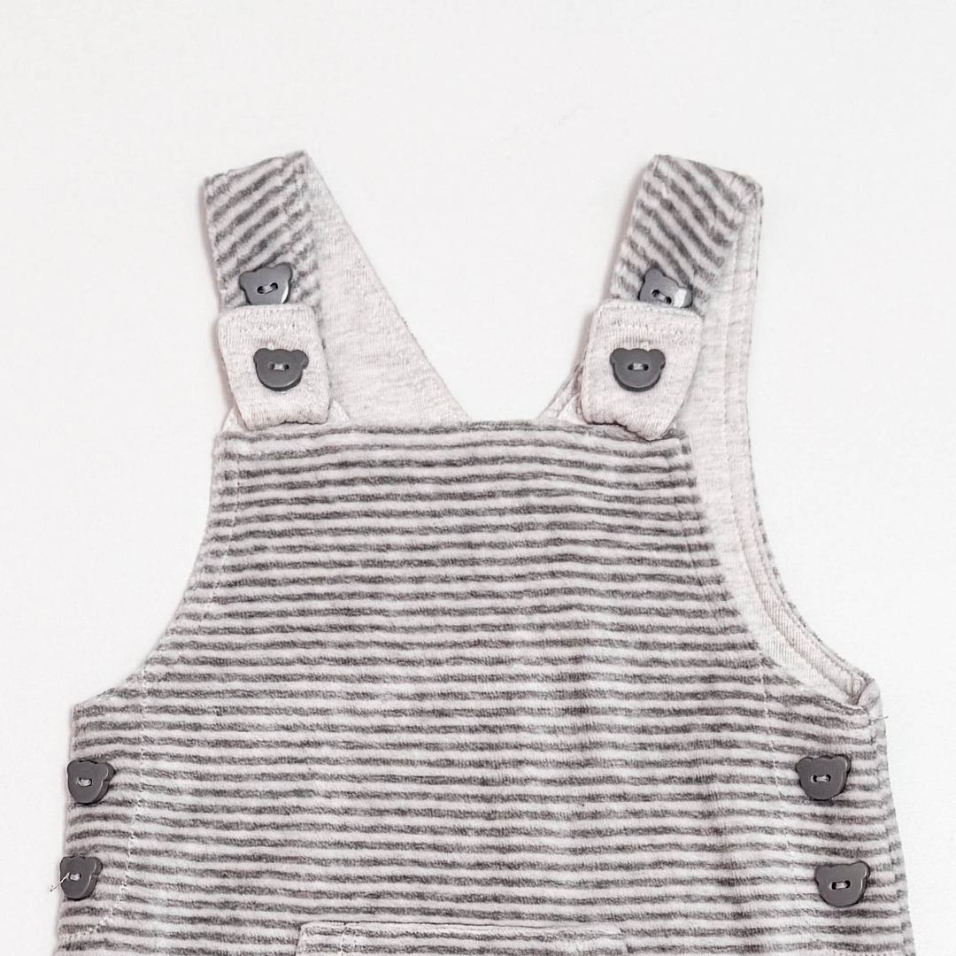 GREY WHITE STRIPED DUNGAREE WITH SOCKS
