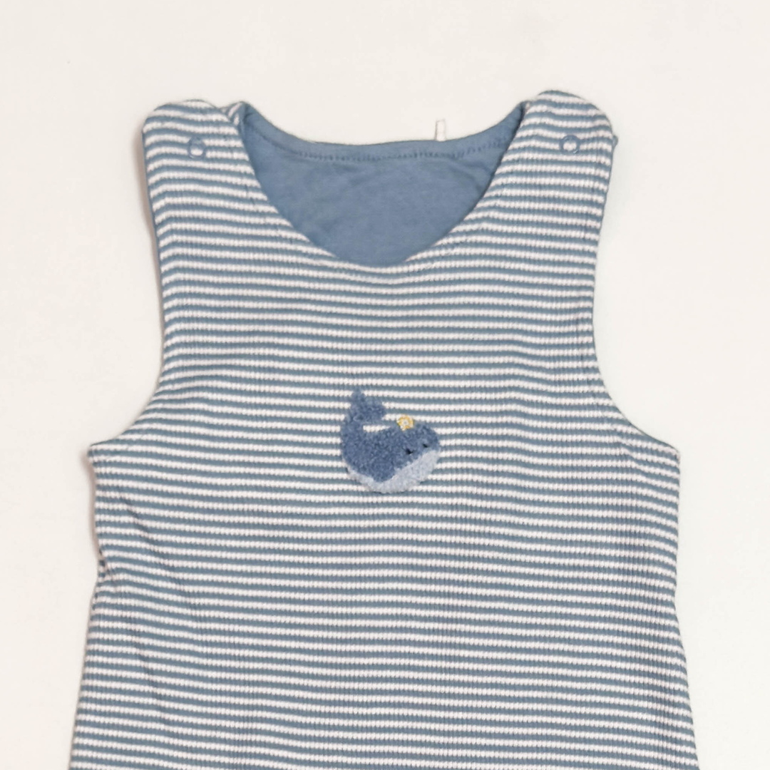 BLUE STRIPES RIBBED ROMPER