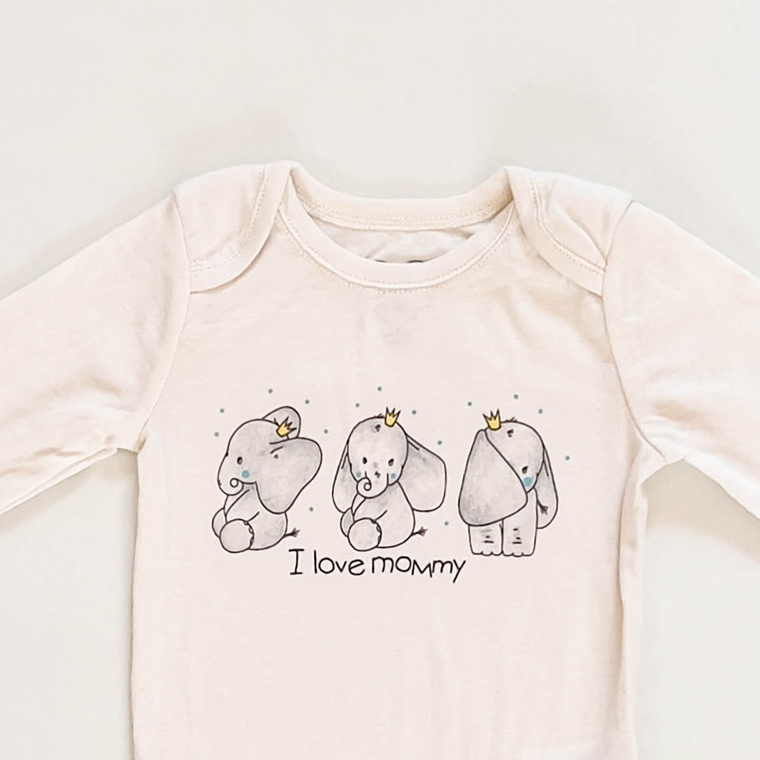 OFF WHITE ELEPHANT PRINTED ONESIE