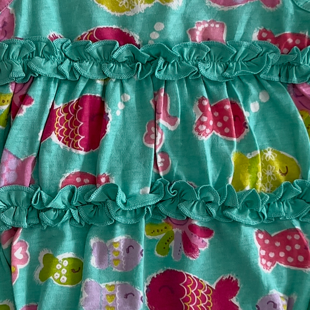 girls fish printed frilled onesie