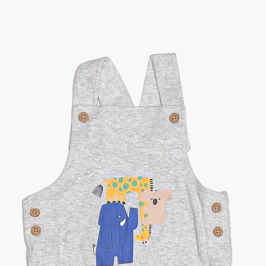 GREY KNITTED PRINTED DUNGAREE