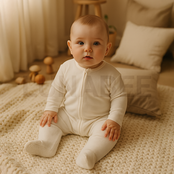 WHITE RIBBBED SLEEPSUIT