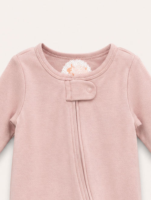 Dusty pink viscous zipper sleepsuit