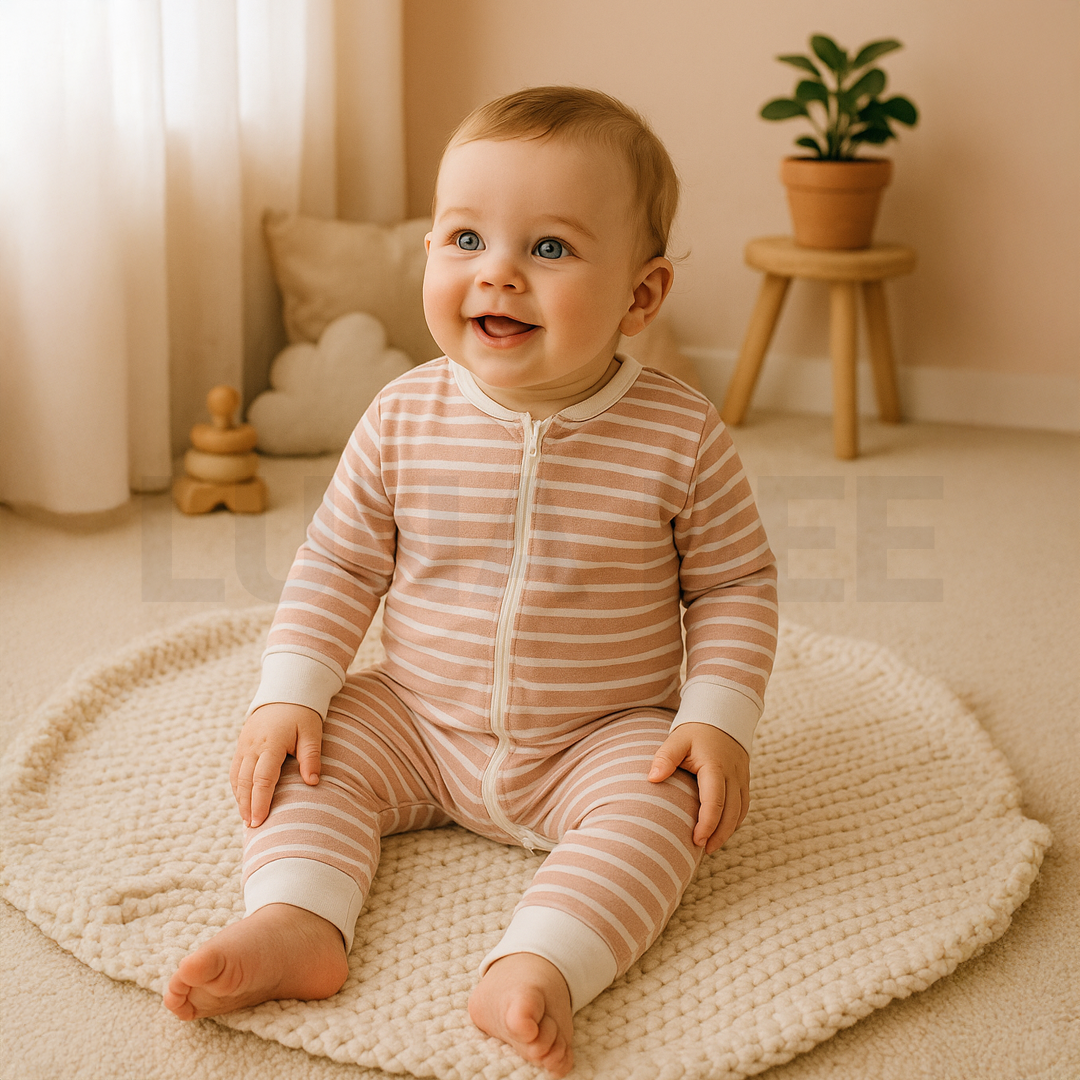 PASTEL STRIPED ZIPPER ROMPER