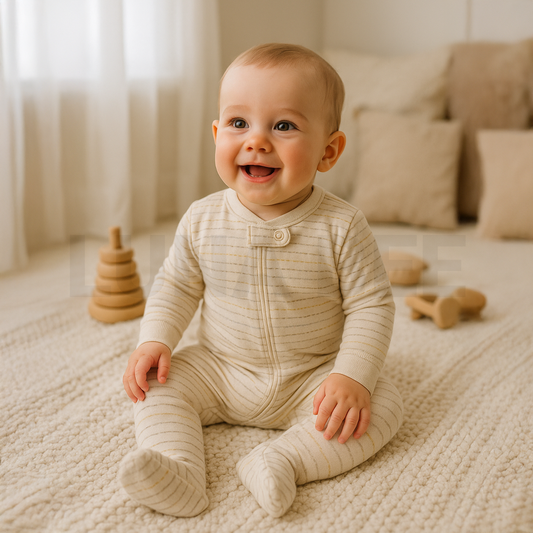 OFF WHITE STRIPED SLEEPSUIT