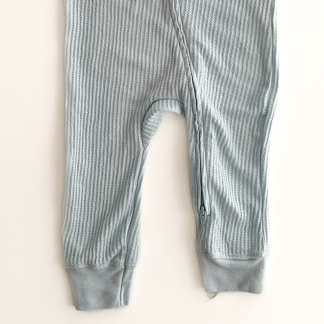LIGHT BLUE RIBBED ROMPER