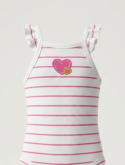 Pink striped love onesie
