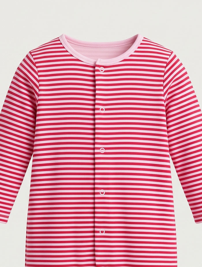Red stripes button sleepsuit