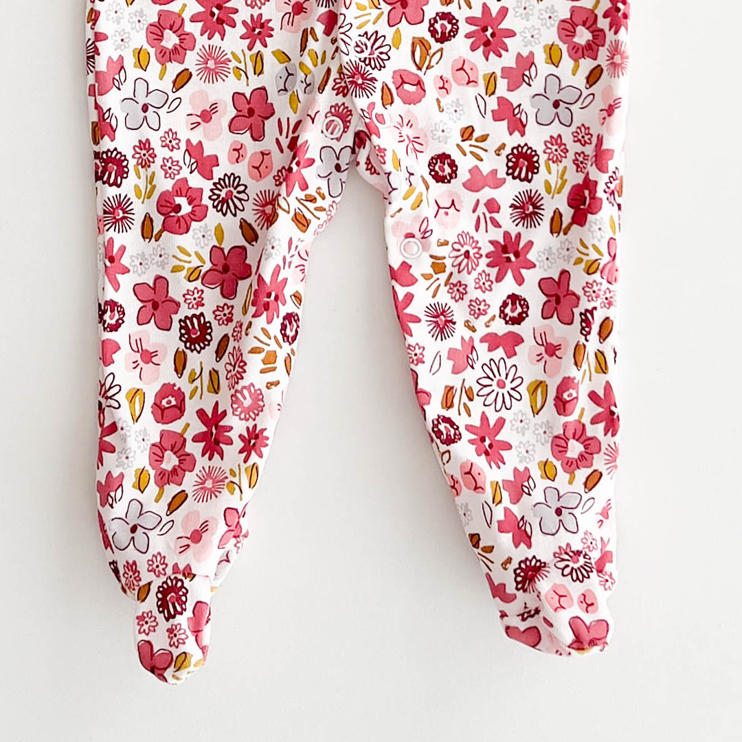 PINK FLORAL PRINTED SLEEPSUIT