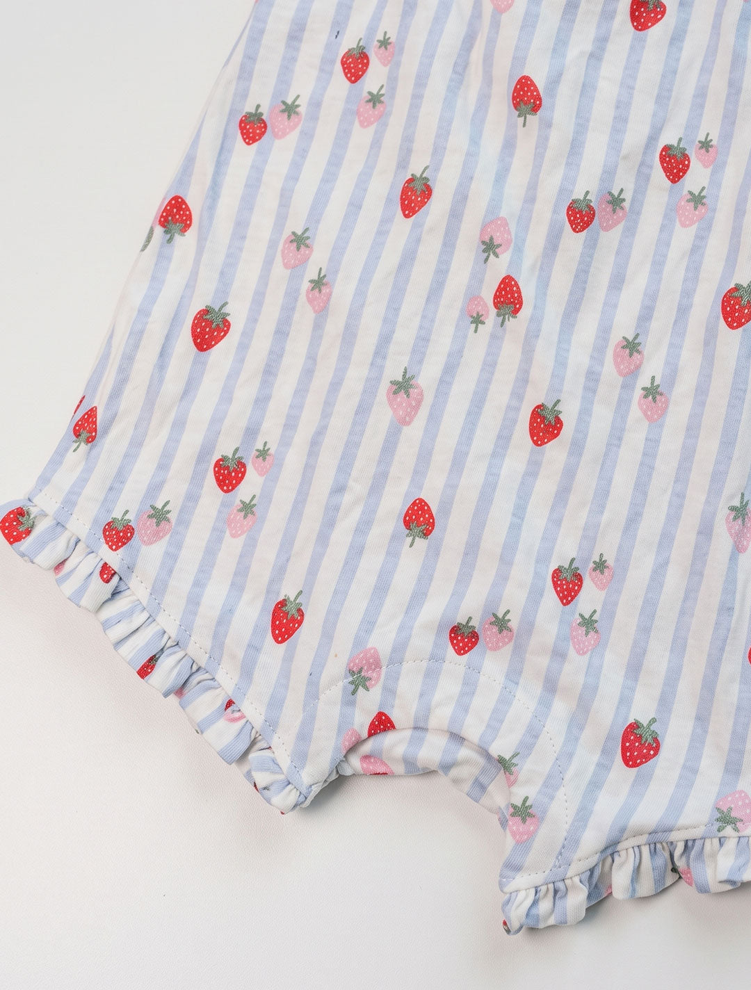 Blue white stripes strawberry printed fancy jumpsuit
