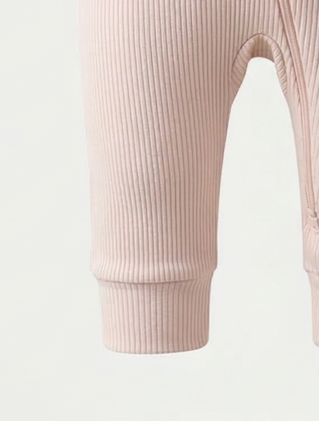 POWDER PINK RIBBED VISCOUS COTTON ROMPER