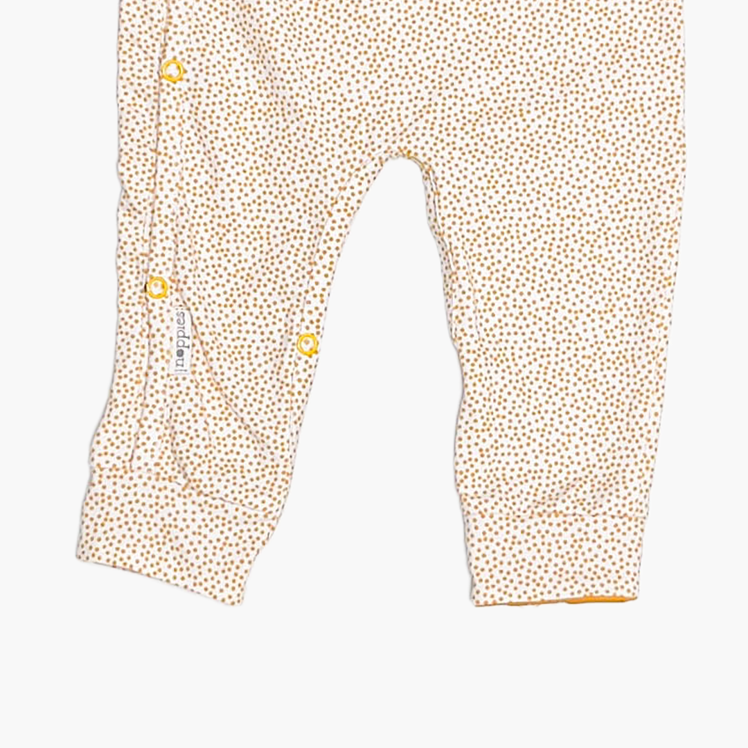 YELLOW DOTTED WRAP BUTTON ROMPER