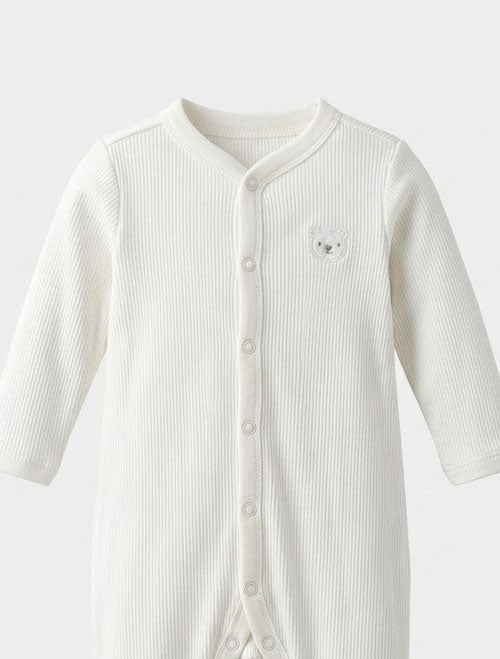 White bear ribbed sleepsuit