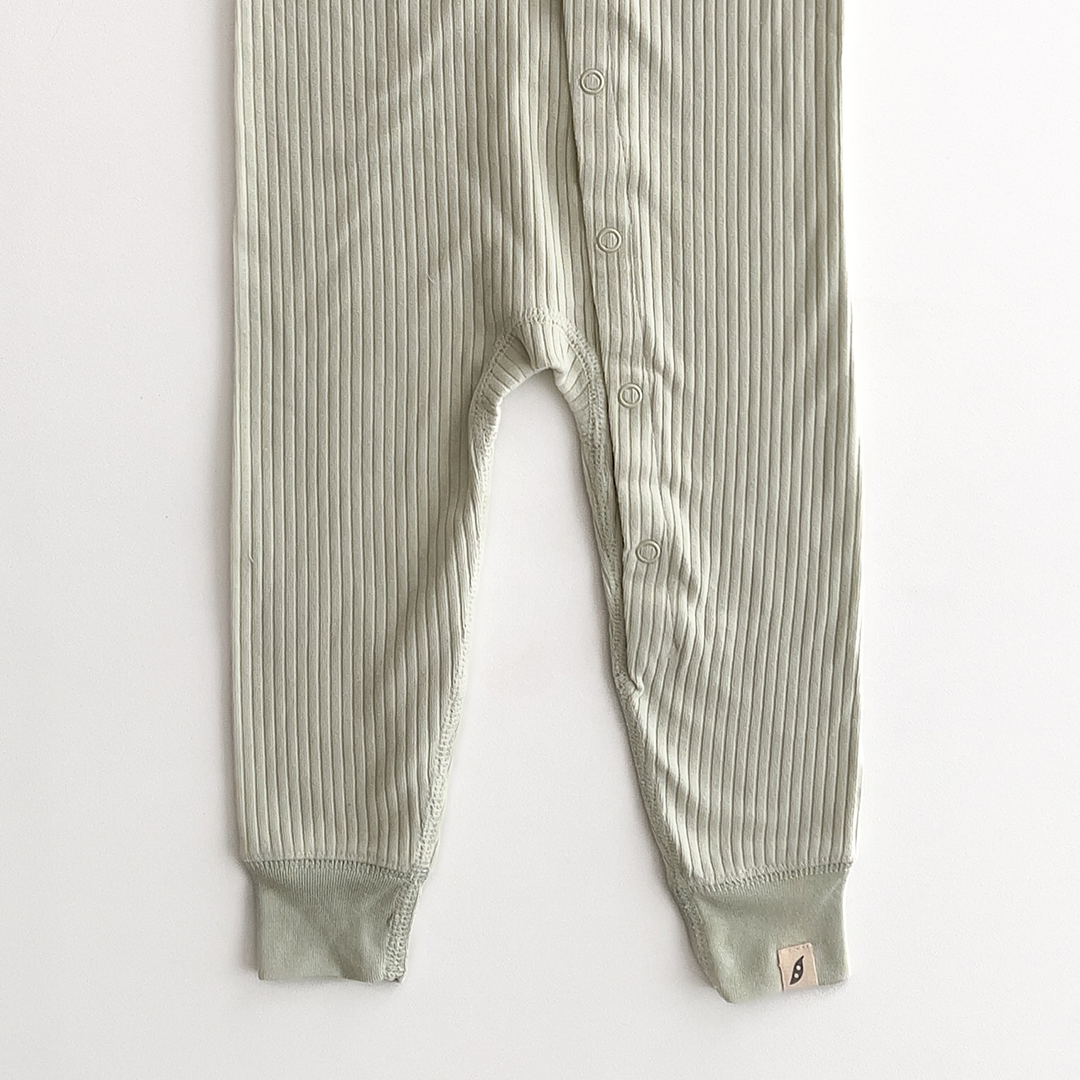 FRESH MINT GREEN COLORED RIBBED ROMPER