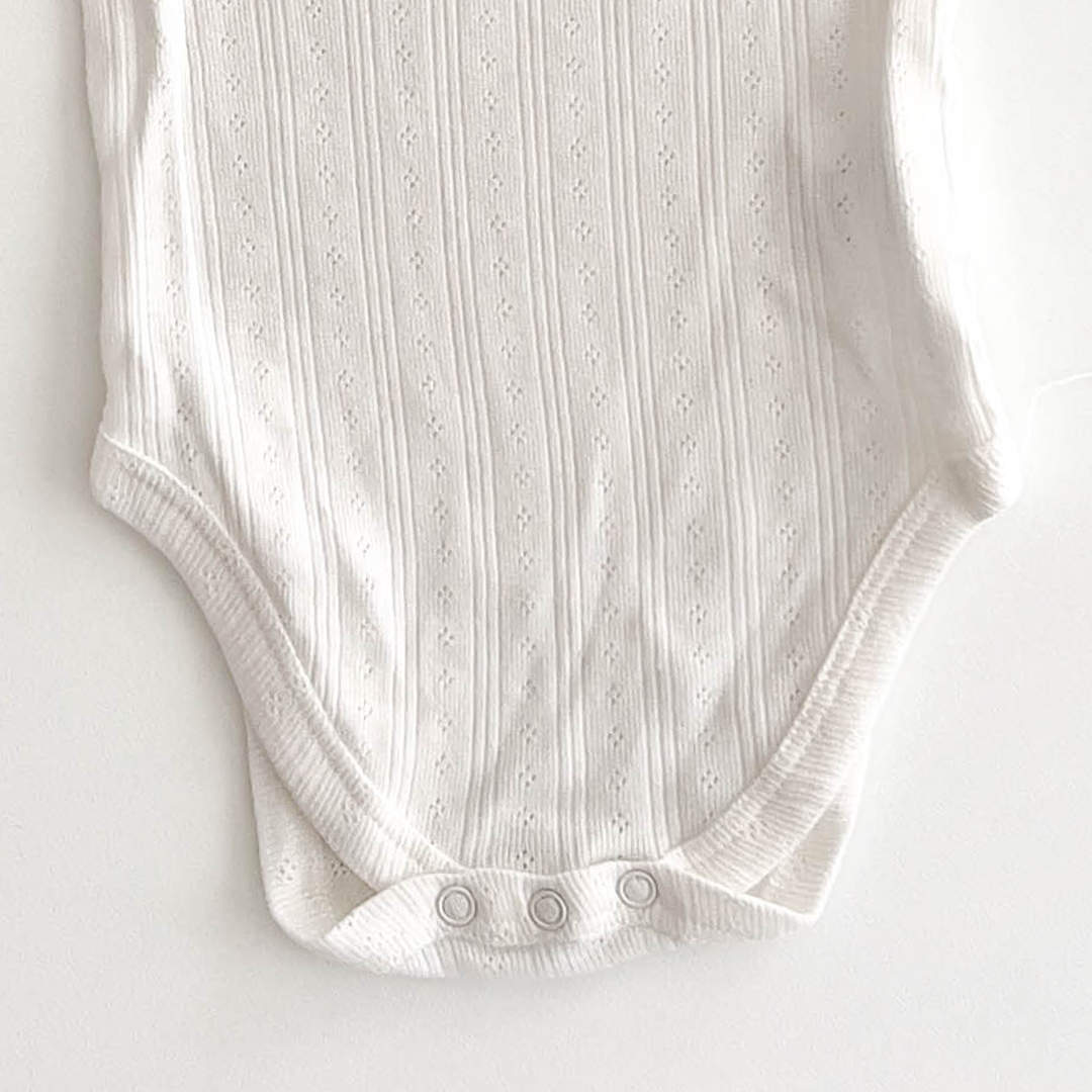 WHITE POINTELLE COTTON ONESIE