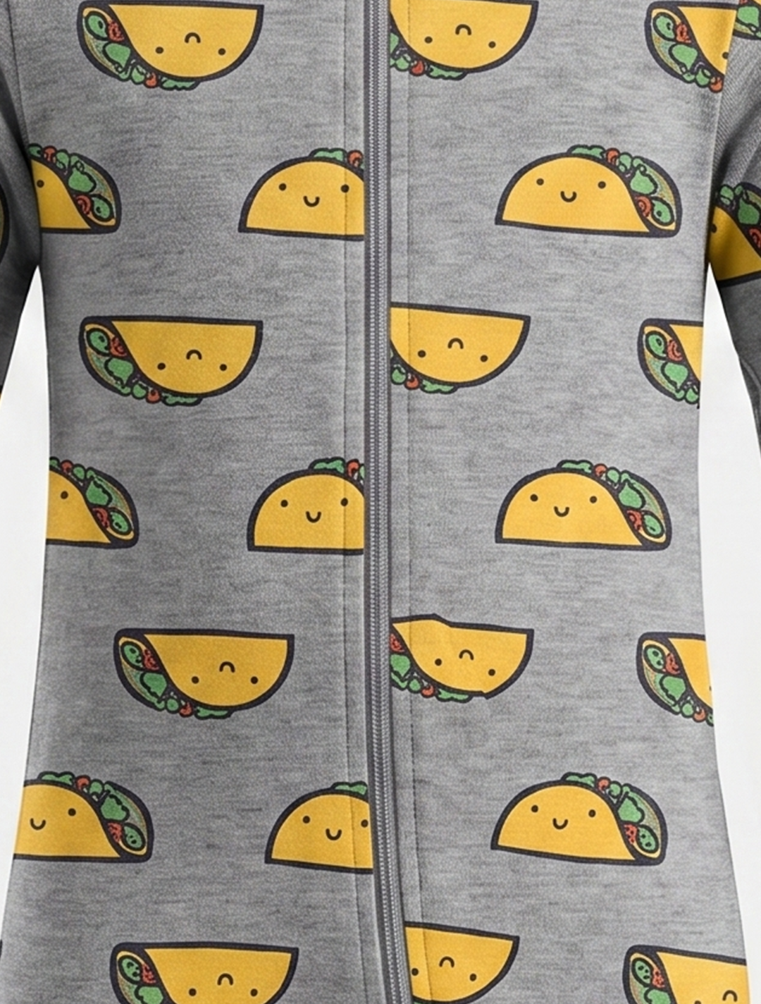 GREY PRINTED ZIPPER SLEEPSUITS