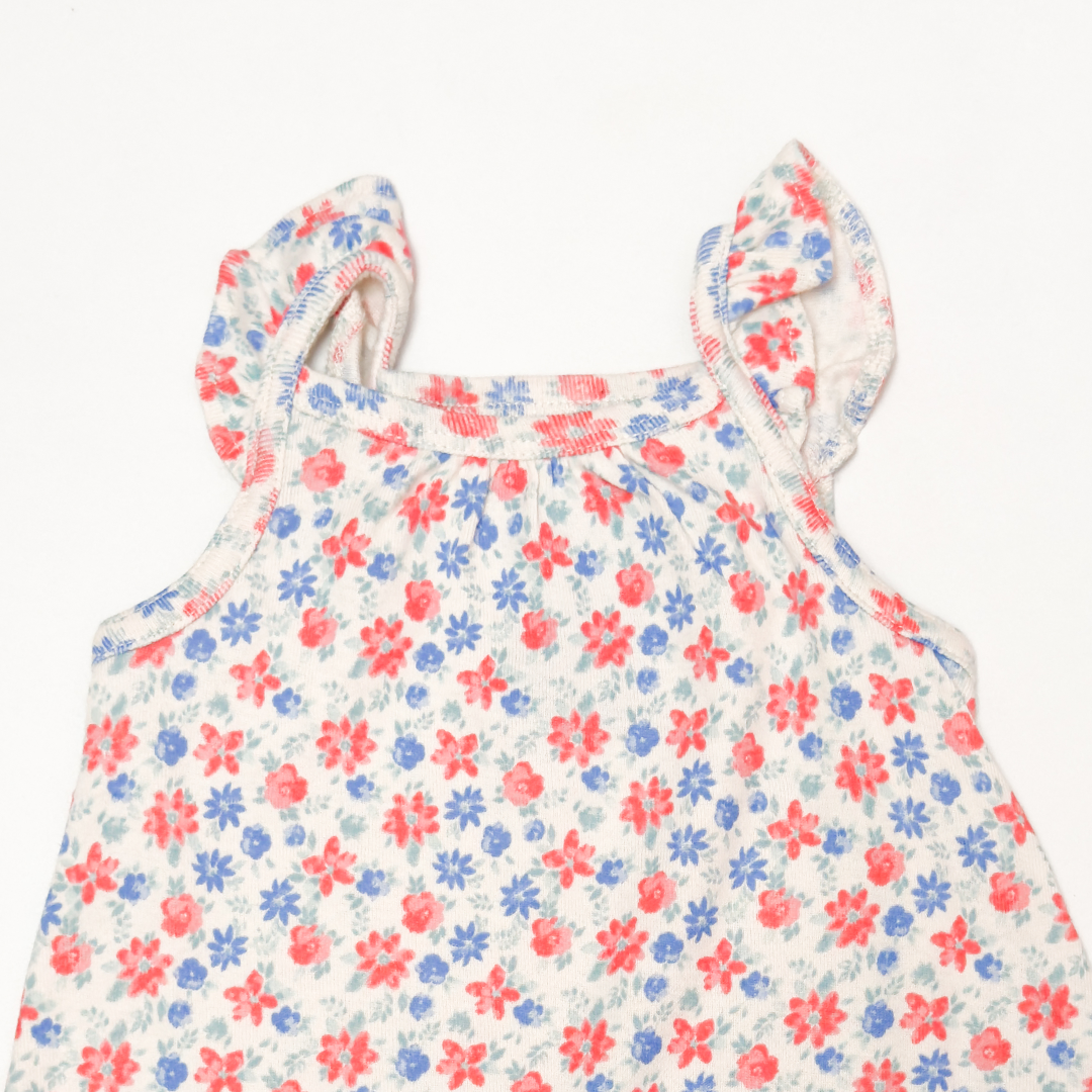 RED BLUE FLORAL PRINTED JUMPSUIT