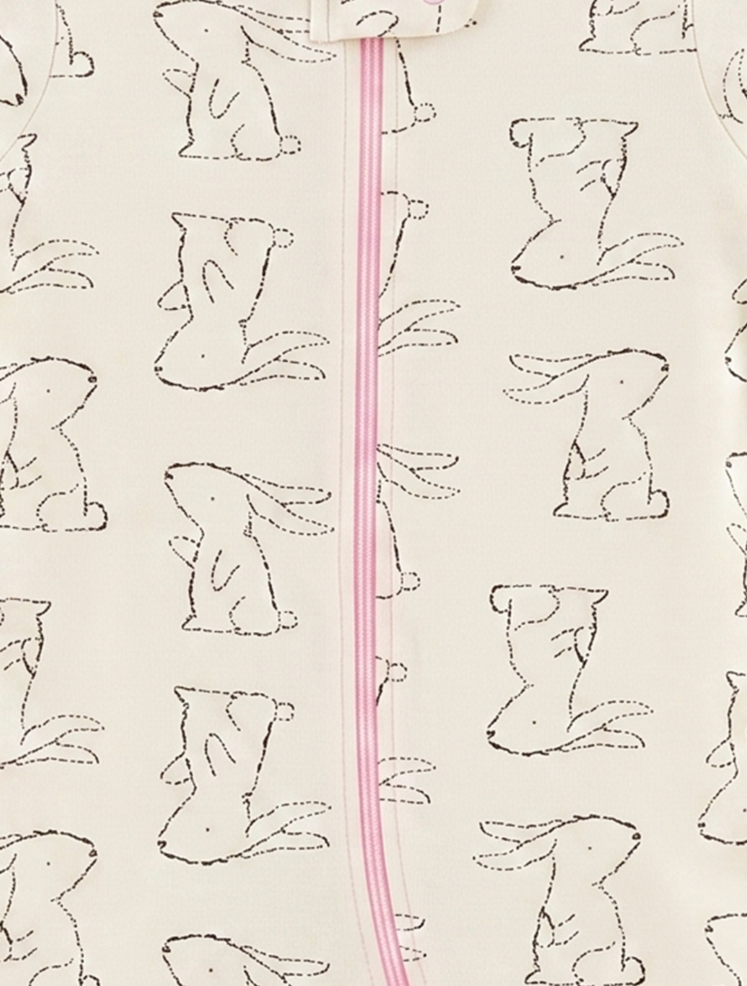 Cream bunny printed zipper sleepsuit