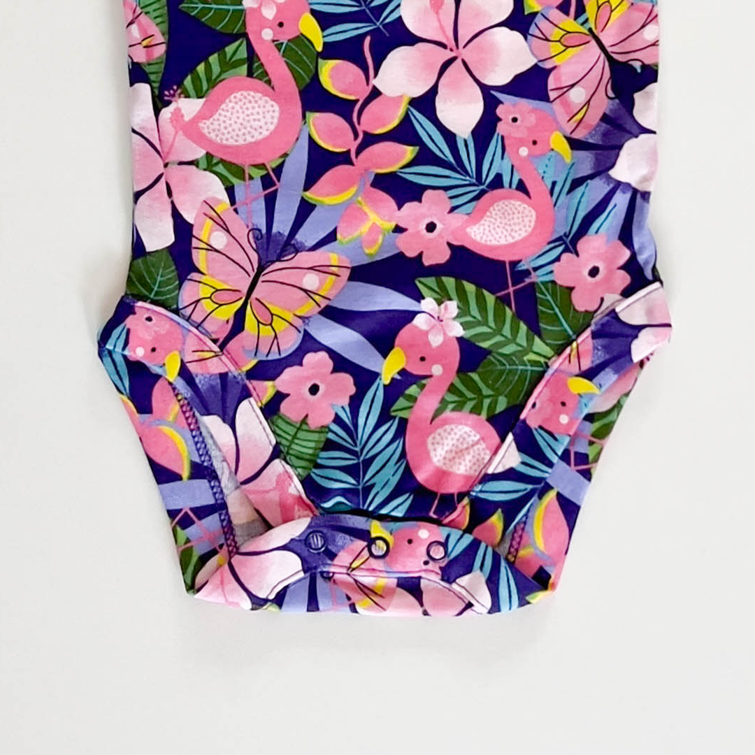 NAVY BLUE FLORAL PATTERNED ONESIE