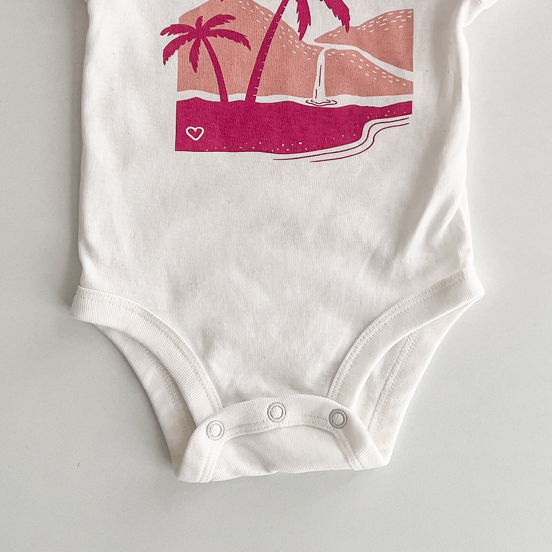 PINK AND WHITE PRINTED ONESIE