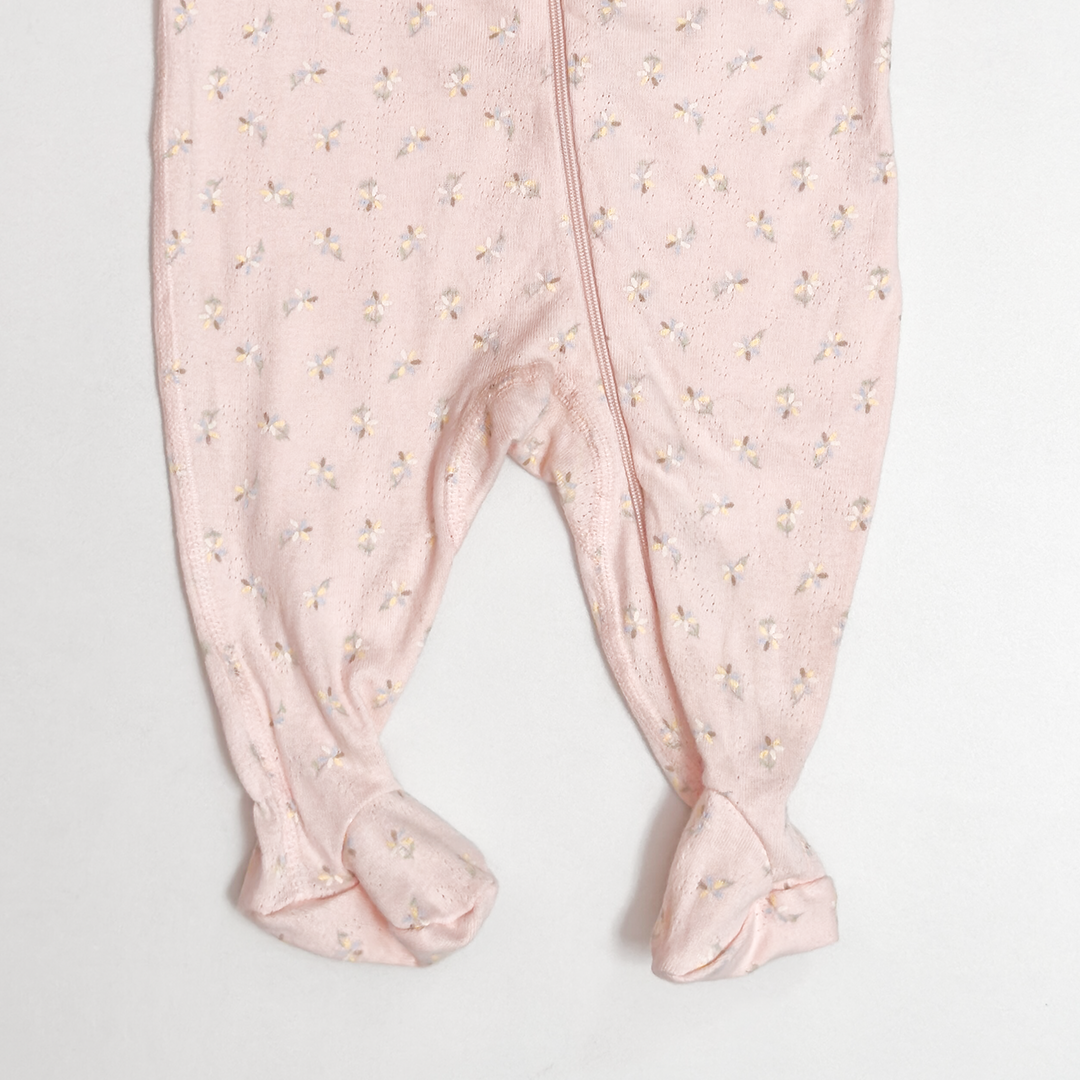 PINK POINTELLE FLORAL SLEEPSUIT