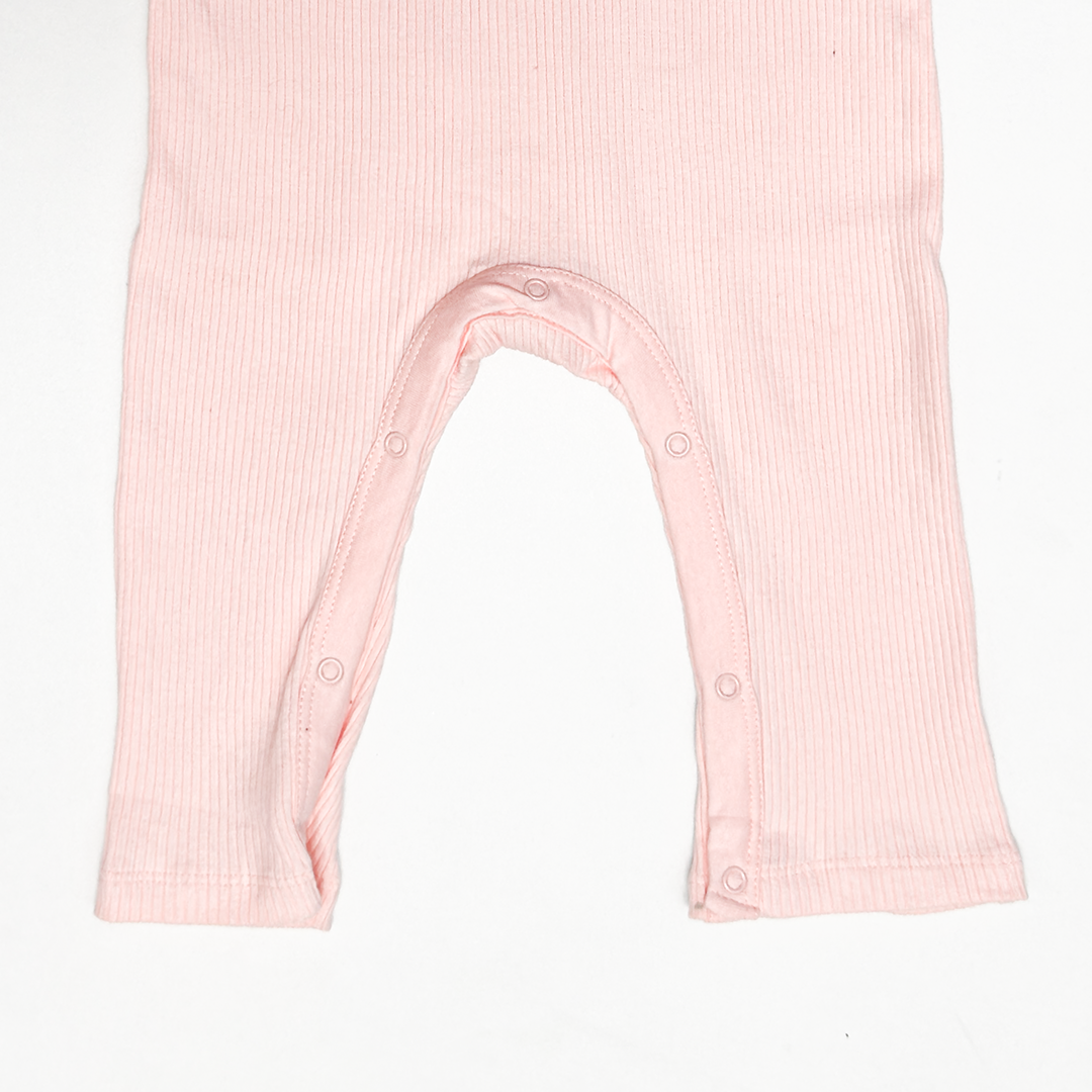 PEACH PINK RIBBED SLEEVELESS ROMPER