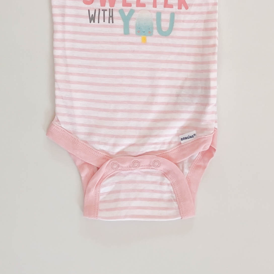 PINK AND WHITE STRIPES ONESIE