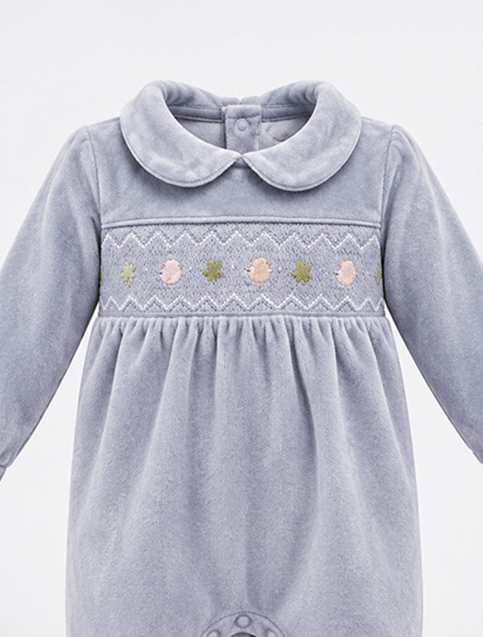 Light blue velvet sleep suit