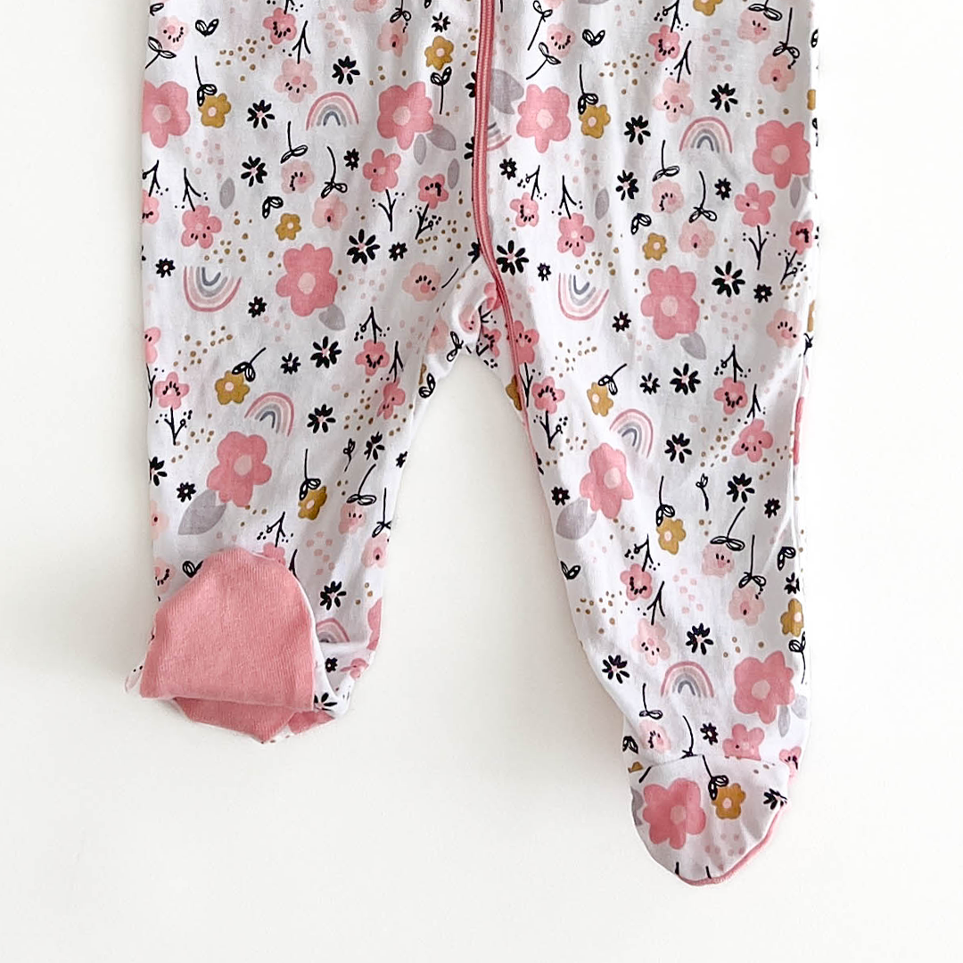 PINK FLORAL PRINTED SLEEPSUIT