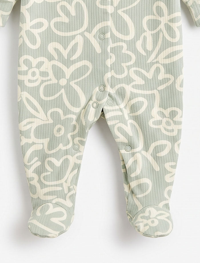 Sage green floral button sleep suits