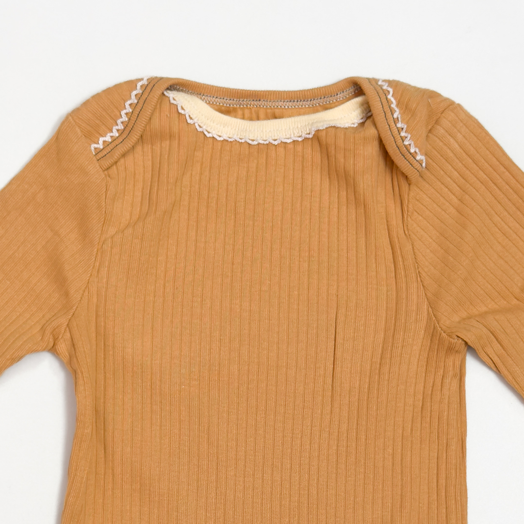 MUSTARD YELLOW RIBBED ONESIE