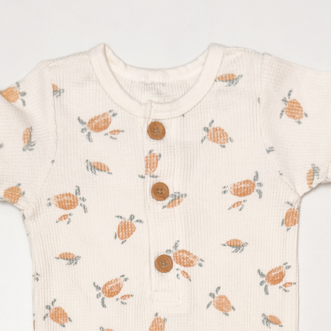 BEIGE KNITTED PRINTED ROMPER
