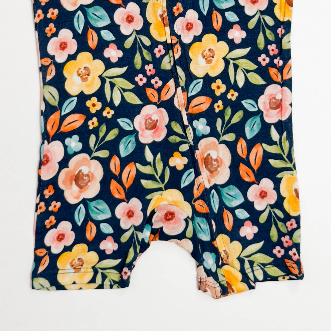 FLORAL VISCOUS ZIPPER JUMPSUIT