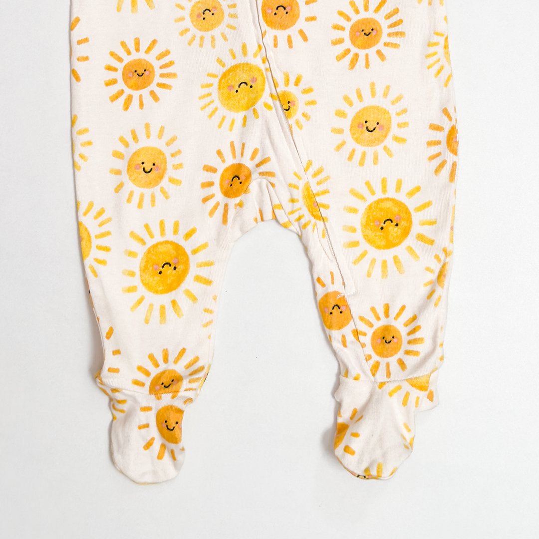 CUTE SUN PRINTED ZIPPER SLEEPSUIT