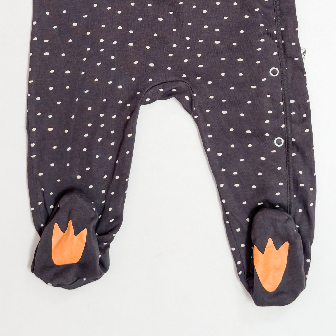 GREY PENGUIN BUTTON SLEEPSUIT