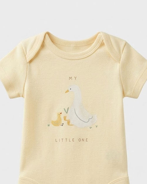 Yellow duck printed onesie