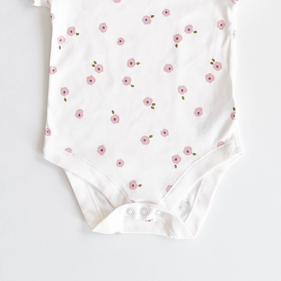 GIRLS PINK FLORAL ONESIE