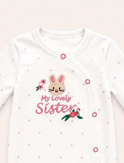 Pink polka wrapover sleepsuit