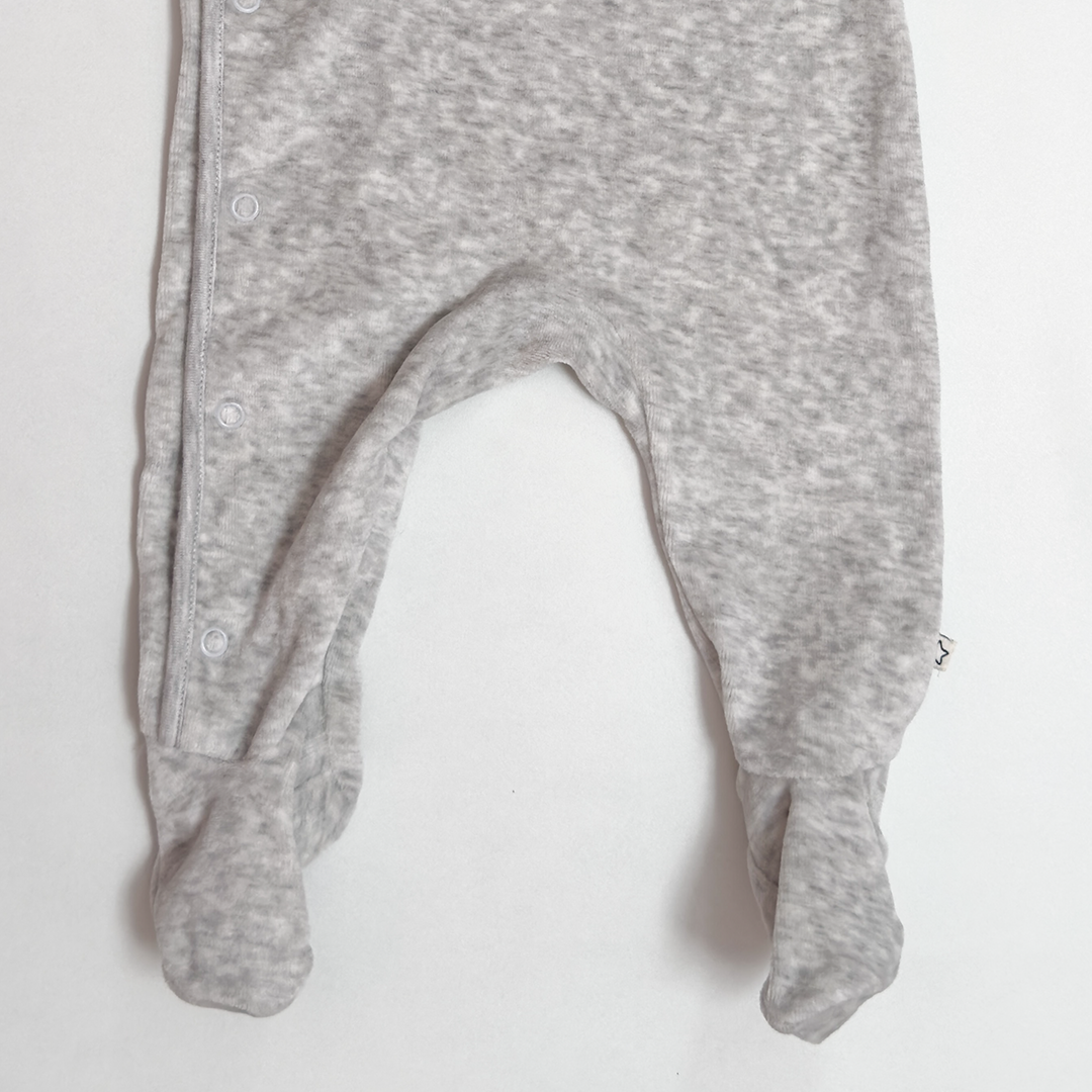GREY VELVET BUTTON SLEEPSUIT