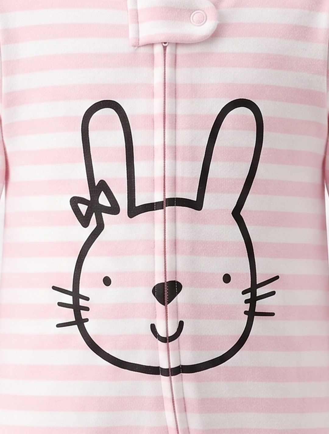 Pink striped bunny sleepsuit