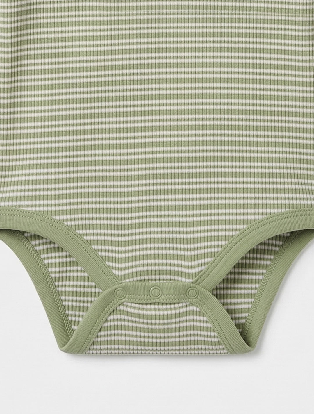GREEN AND WHITE STRIPED RIBBED ONESIE