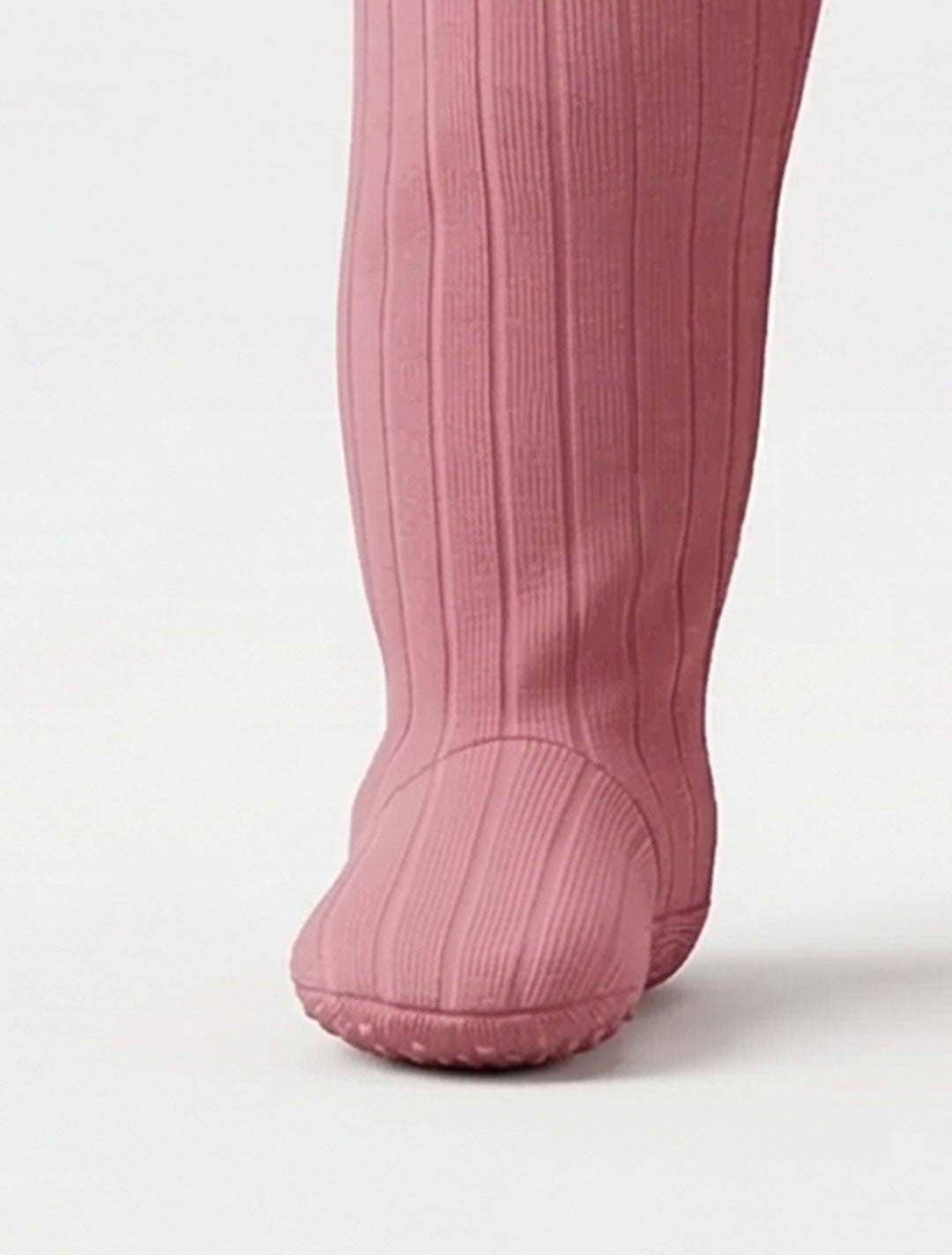 PINK RIBBED SLIM FITTED SLEEPSUIT
