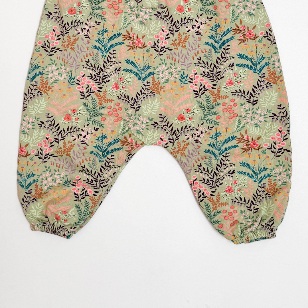 GREEN FLORAL SLEEVELESS ROMPER