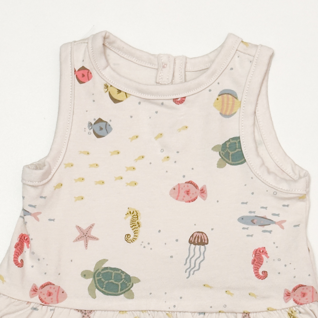 OFF WHITE OCEAN PRINTED SUNSUIT