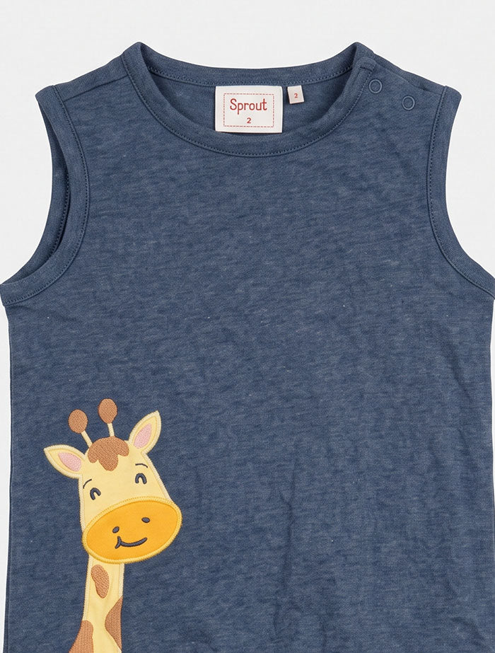 Blue giraffe boys jumpsuit