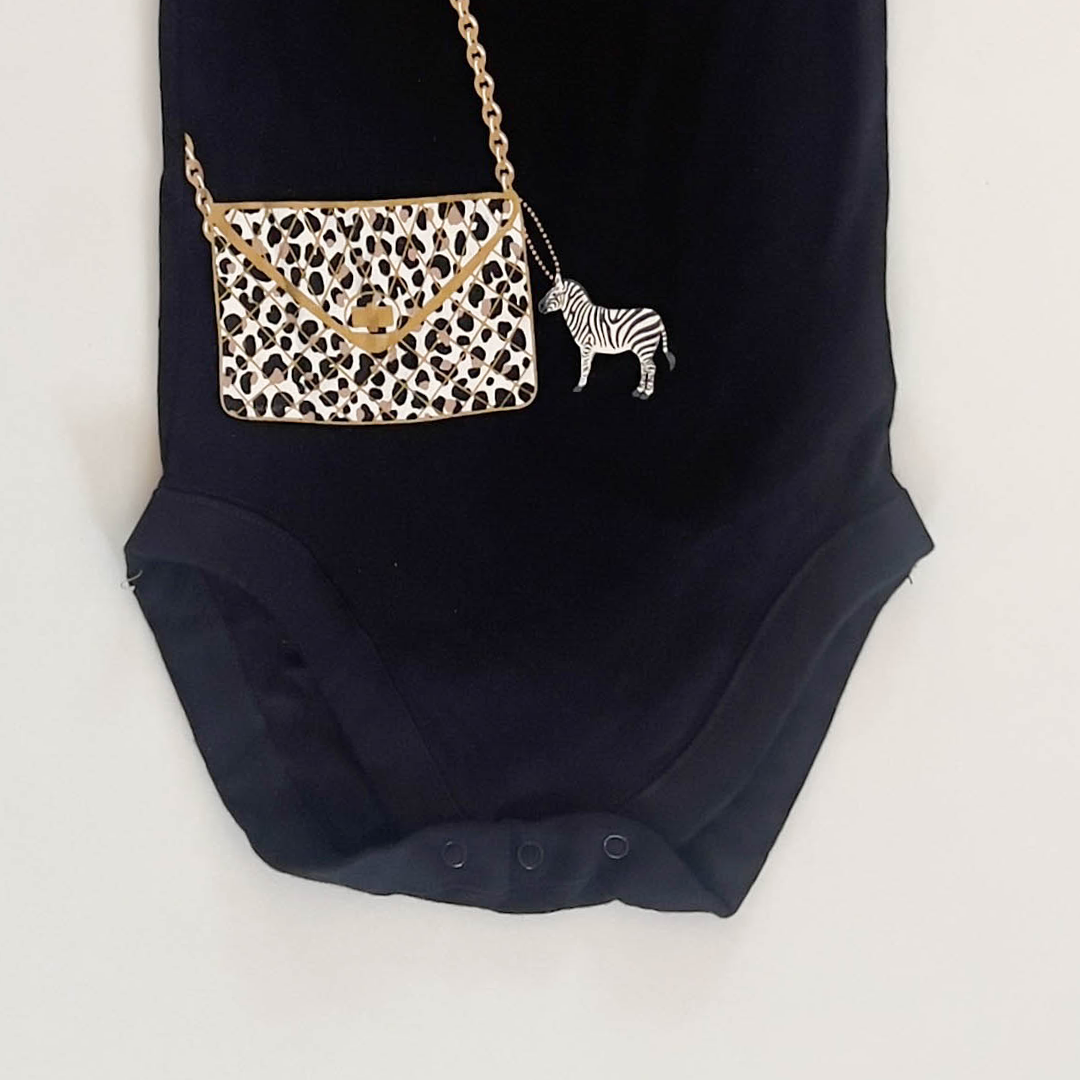BLACK PRINTED ONESIE